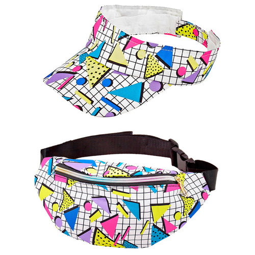 80's Set Sac Banane et Pare-Soleil Funky Blanc
