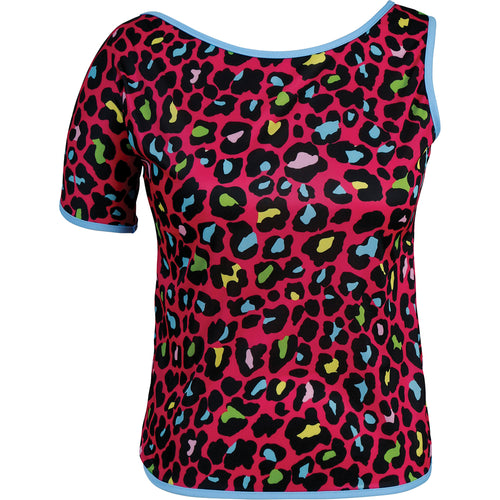 80's Blouse Femme Léopard Néon Rose (one size - 40-42)