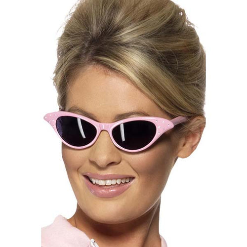 50's Lunettes Party Rock and Roll style frivole avec diamants rose