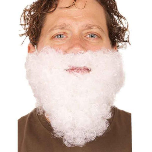 Barbe courte boucles blanc