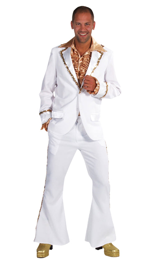 70's Kostuum Bling Bling Heer Wit-Goud