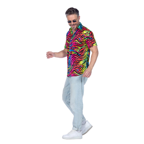80's Hemd Korte Mouwen Zebra Neon Multicolour