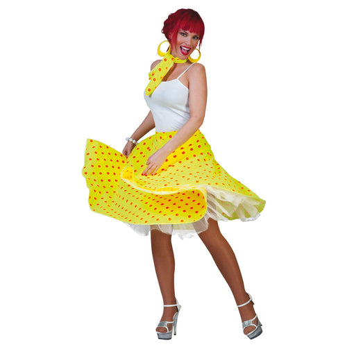 50's Rock 'n Roll Jupe Polka Dot Jaune-Orange (TU)