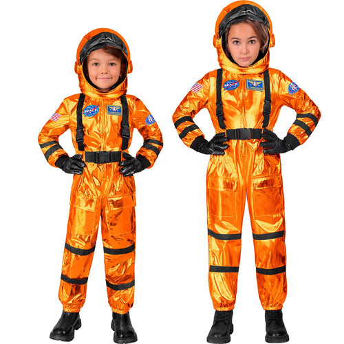 Astronaut Jumpsuit Kind Metallic Oranje Kostuum