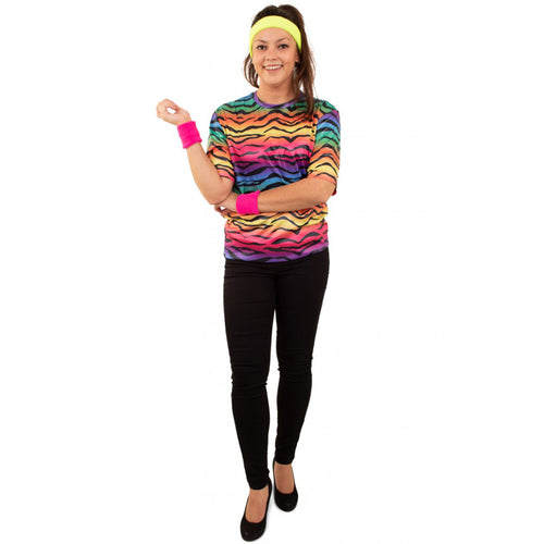 80's T-Shirt Tigre Neon Multicolour (unisex)