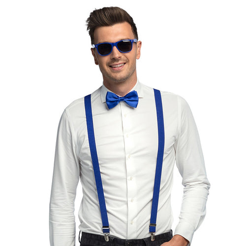 Accessoire Set Bleu (lunettes party, noeud papillon et bretelles)