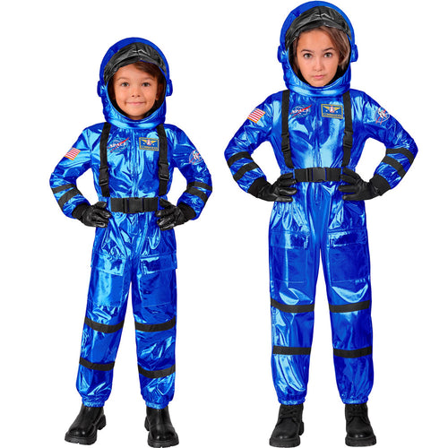 Astronaut Jumpsuit Kind Metallic Blauw Kostuum