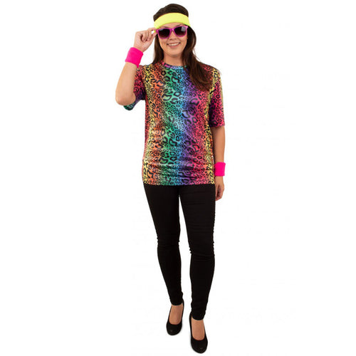 80's T-Shirt Léopard Néon Multicolour (unisex)