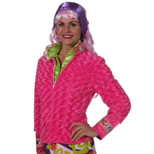 70's Veste Peluche Rose Néon