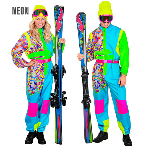 80's Rétro Combinaison de Ski Unisex Néon Turquoise-Verte