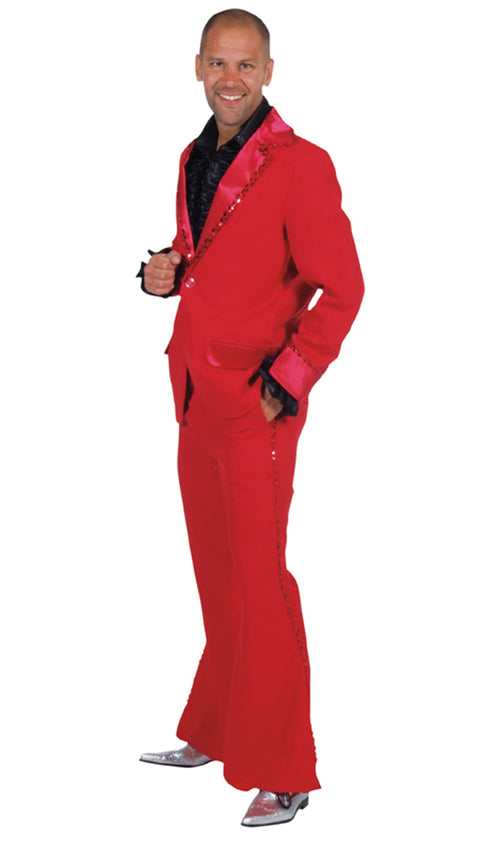 70's Kostuum Bling Bling Heer Rood
