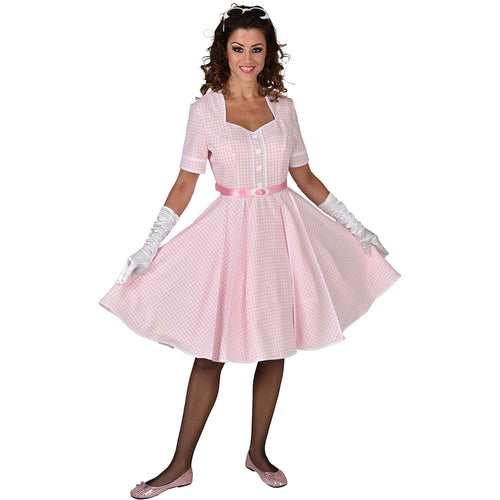 50's Damesjurk Roze-Wit
