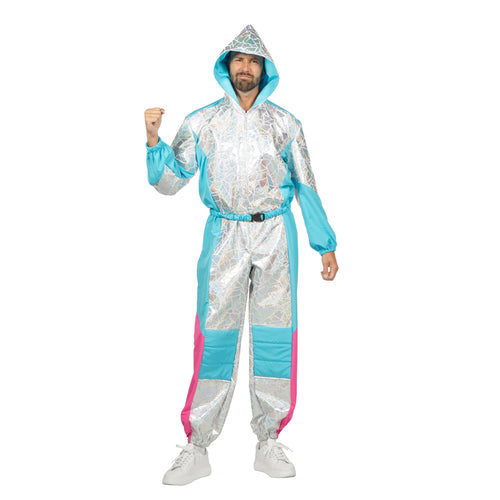 80's Retro Combinaison de Ski Deluxe Argentée Homme