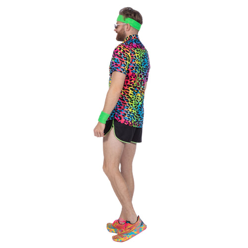 80's Hemd Korte Mouwen Luipaard Neon Multicolour
