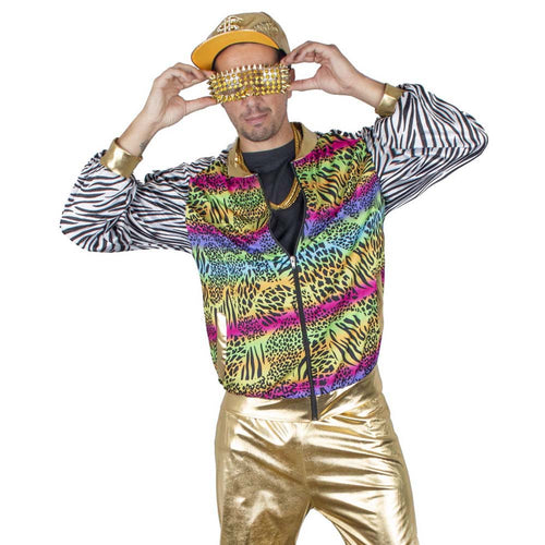 80's Bomber Jacket Man Animal Print Neon