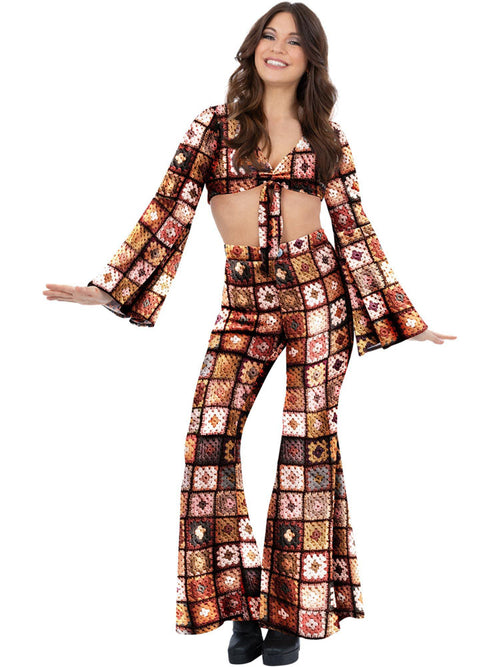 60's Hippie Vintage Crochet Print Déguisement Femmes