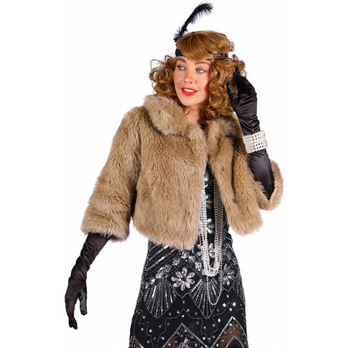 20's Charleston Manteau Fausse Fourrure Brun