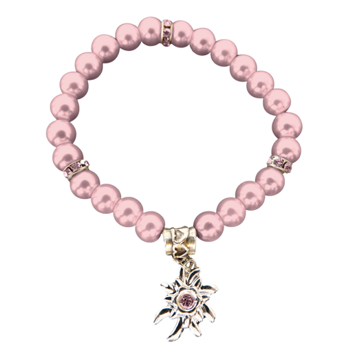 Bracelet Pearls Oktoberfest Edelweis Pink