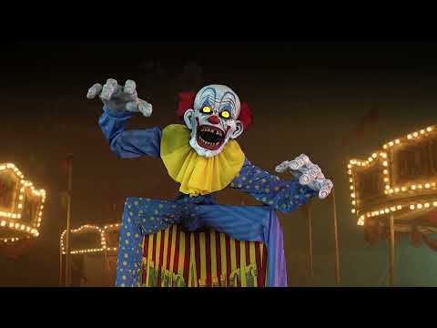 Halloween Animatronic Pop: Clown Deuringang (licht, geluid & beweging) (290cm)