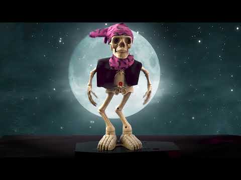 Décoration Halloween debout: Squelette dansant avec lumière, son et mouvement (40cm)