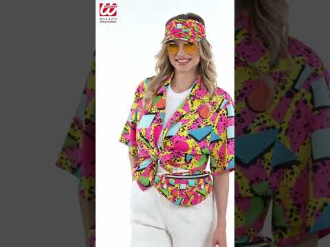 80's Chemise Dessin Graphique Funky Rose