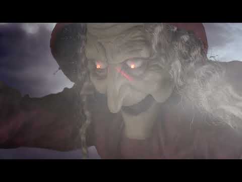 Halloween Animatronic Pop: Zwevende Heks - Licht, geluid & beweging (195cm)