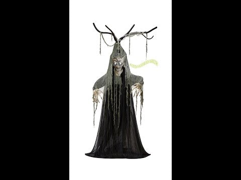 Décoration Halloween: Arbre hanté - son, mouvement & yeux LED (200cm)
