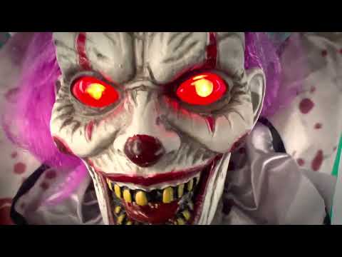 Halloween Hanging Decoration: Horror Clown with light, sound & motion (110cm)
